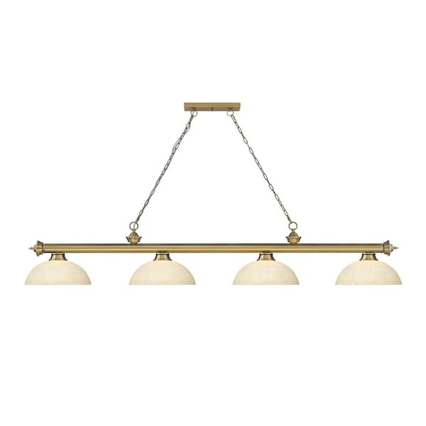 Cordon 4 Light Billiard, Rubbed Brass & Golden Mottle